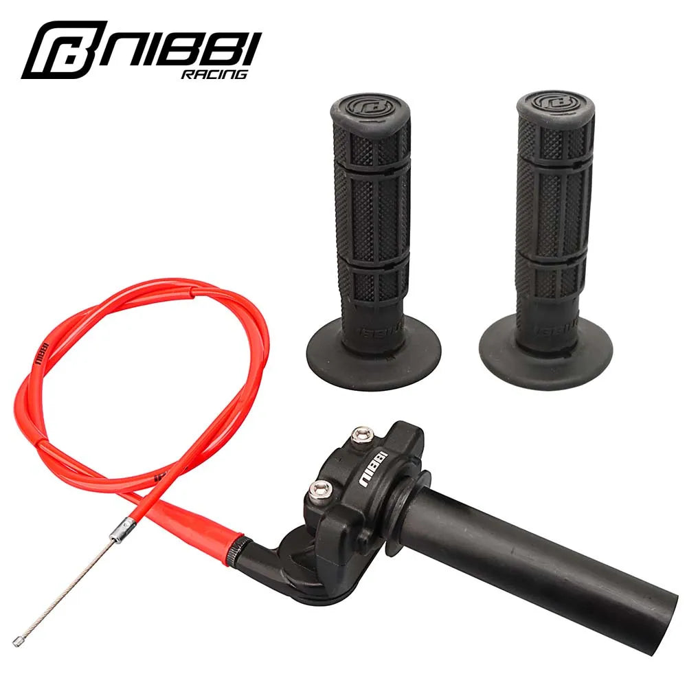 NIBBI Twists Throttle Grip Dirt Bike Grips with Throttle Cable Handlebar 22mm Grip Assembly Motorcycle Accessories for Motocross
