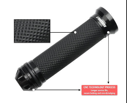 NIBBI Motorcycle Rubber and Aluminum Hand Grips for 7/8" (22mm) Handlebars