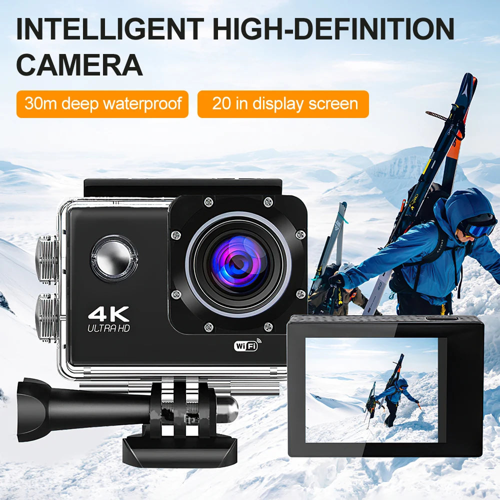 Travor 4K Waterproof Action Camera 170D with 2" Screen