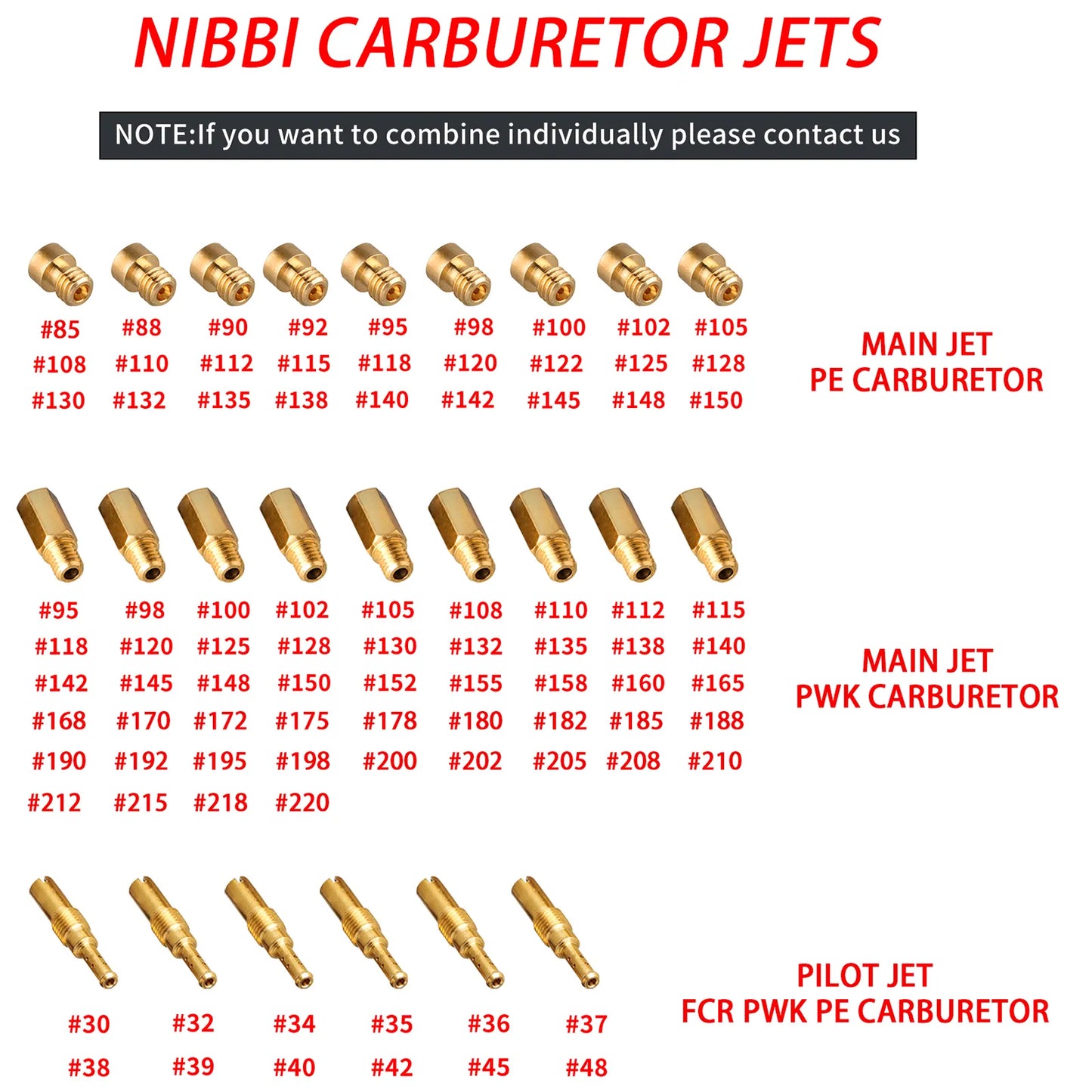 NIBBI Jets for PWK and PE Carburetors