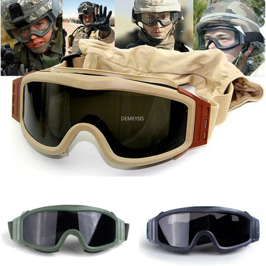 Tactical Motorcycle Goggles (with 3 Interchangeable Lenses)